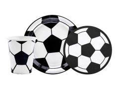Zestaw kubeczki + talerzyki + serwetki papierowe Piłka Nożna - 44 szt.