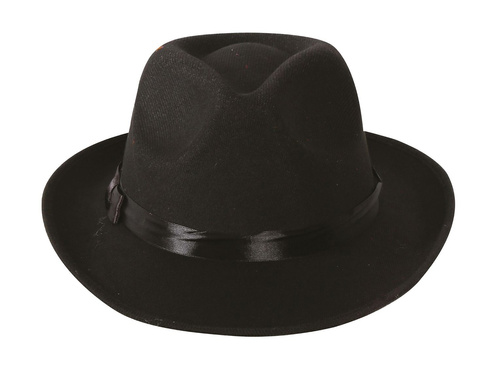 Kapelusz gangstera czarny z lamówką - 1 szt.