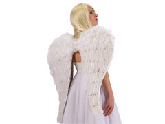 Skrzydła anioła białe z piórami - 75 x 75 cm - 1 szt.