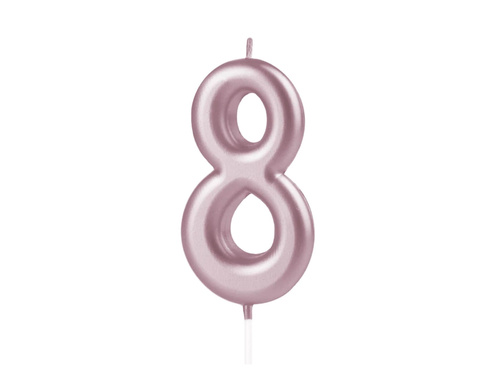 Świeczka cyferka różowe złoto - 8 - osiem