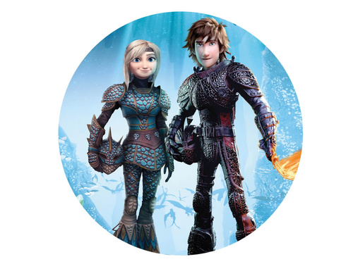 Dekoracyjny opłatek tortowy Jak wytresować smoka 3 - 20 cm