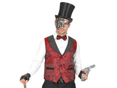 Kamizelka żakardowa burgundowa Vintage - 1 szt.