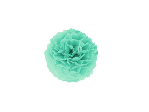 Dekoracja wisząca pompon kwiat - turkusowy - 15 cm - 1 szt.