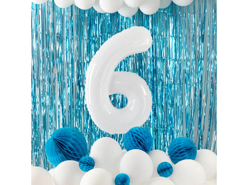 Balon foliowy biała cyfra 6 - 100 cm - 1 szt.