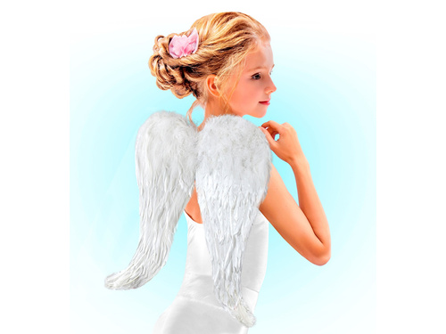 Skrzydła anioła białe z piórami - 60 x 46 cm - 1 szt.
