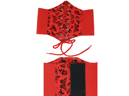 Czerwony gorset w motyle wiązany - 1 szt.