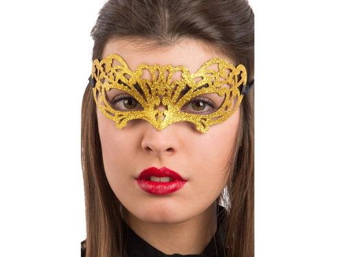 Brokatowa maska karnawałowa złota - 1 szt.