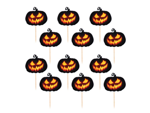 Pikery na ciasto Straszna Dynia - 12 szt.
