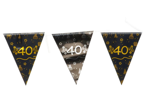 Baner flagi czarny na czterdzieste urodziny - 400 cm - 1 szt.