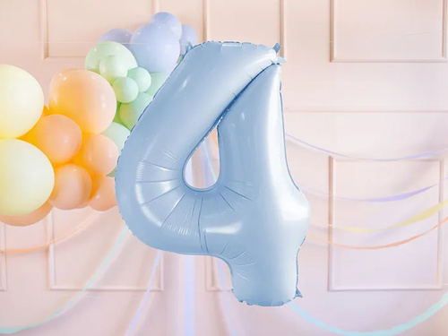 Balon foliowy błękitny cyfra 4 - 72 cm - 1 szt.