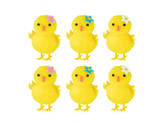 Kurczaki wielkanocne z kwiatkiem - 4,5 cm - 6 szt.