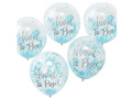 Balony przezroczyste About To Pop! z niebieskim konfetti - 30 cm - 5 szt.