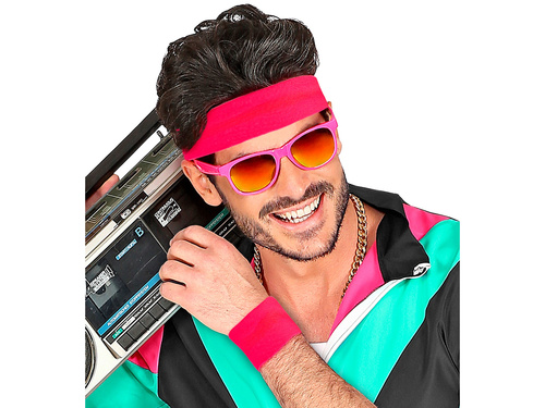 Opaski neonowe różowe Disco lata 80-te - 2 szt.