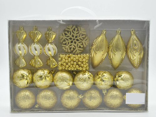 Dekoracje choinkowe złote - 25 szt.