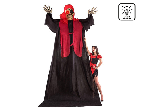 Dekoracja wisząca Szkielet Pirata ze świecącymi oczami - 1 szt.