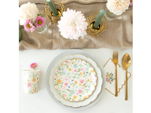 Zestaw kubeczki + talerzyki papierowe Polne Kwiaty - 12 szt.