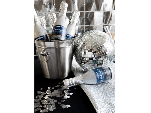 Tuba strzelająca butelka szampana srebrna - 20.5cm - 1 szt.