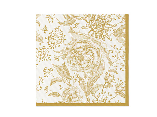 Serwetki Złote Piwonie - 40 cm - 50 szt.