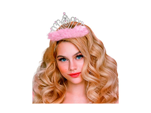 Tiara z różowym futerkiem