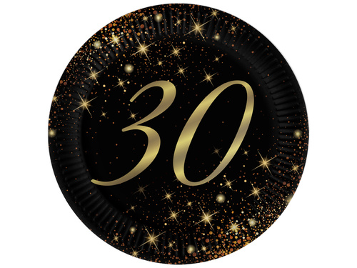 Talerzyki papierowe na 30 urodziny Sparkling- 18 cm - 6 szt.