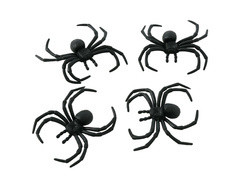 Zestaw 4 plastikowych pająków - 8 cm