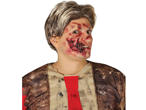 Lateksowa rana - zmasakrowana połowa twarzy