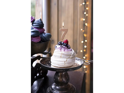 Świeczka cyferka siedem różowe złoto - 7 - 1 szt.