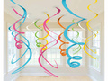 Dekoracja wisząca Swirl wielokolorowa - 56 cm - 12 szt.