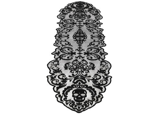 Bieżnik halloweenowy Czaszki czarny - 35 x 180 cm - 1 szt.