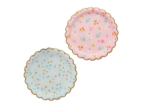 Talerzyki papierowe w Kwiatki - 23 cm - 8 szt.