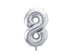 Balon foliowy cyfra 8 srebrna - 72 cm - 1 szt.