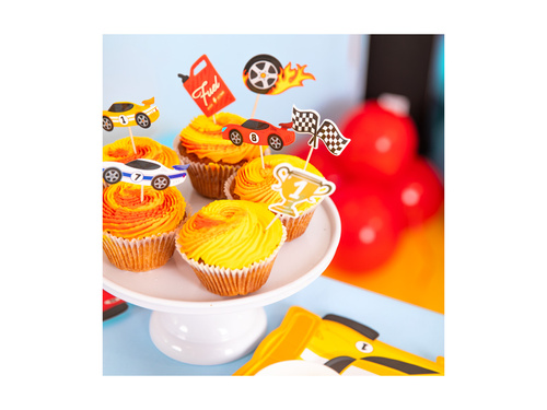 Pikery na tort Wyścigówki - 10,5 cm - 7 szt.
