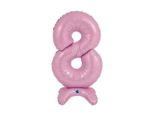 Balon foliowy stojący cyfra 8 pastelowa różowa - 64 cm - 1 szt.