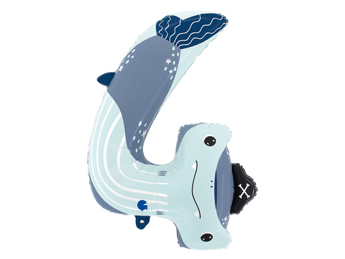 Balon foliowy cyfra 4 Rekin - 62x88 cm - 1 szt.