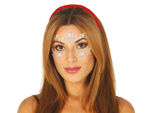 Samoprzylepne klejnociki na twarz srebrne - 1 op.