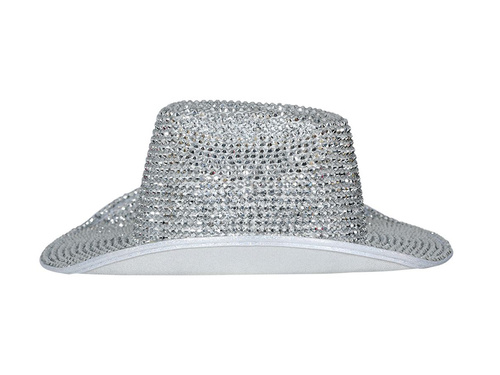 Kapelusz kowbojski z cekinami srebrny - 1 szt.