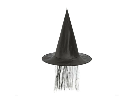 Kapelusz czarownicy z włosami - 1 szt.