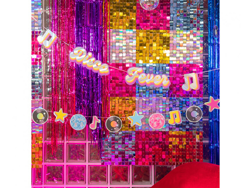 Dekoracja wisząca świderki Retro Disco - 6 szt.