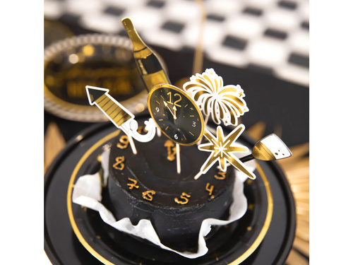 Pikery sylwestrowe na babeczki Happy New Year - 6 szt.