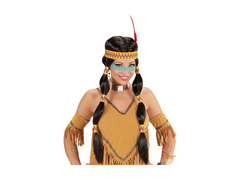 Peruka Indianki Squaw z opaską i piórem