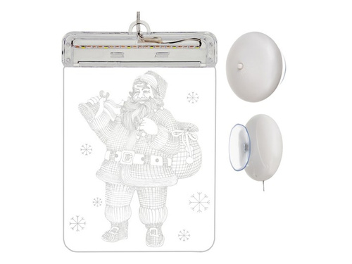 Witraż Mikołaj LED - ciepły biały - 17 x 11,5 cm - 1 szt.