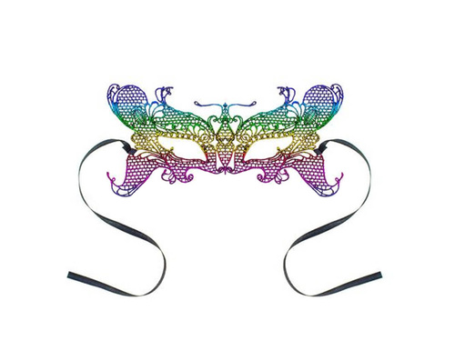 Maska karnawałowa ażurowa Tęczowy Motyl - 1 szt.