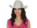 Kapelusz kowbojski z cekinami srebrny - 1 szt.