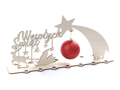Stojak na bombkę z napisem Wesołych Świąt - 18 cm - 1 szt.