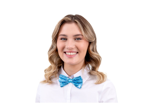 Mucha cekinowa niebieska - 7 x 12 cm - 1 szt.