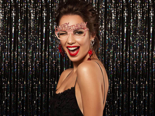 Okulary Happy Birthday różowe złoto - 4 szt.