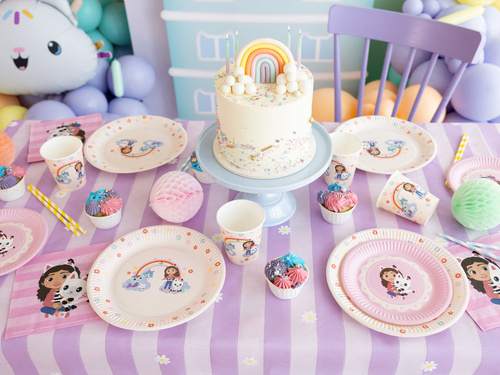 Talerzyki papierowe na urodziny Koci domek Gabi - 18 cm - 6 szt.