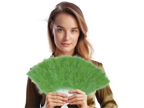 Wachlarz z piór zielony - 1 szt.