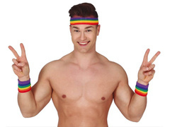 Opaski tęczowe Disco lata 80-te - 3 szt.