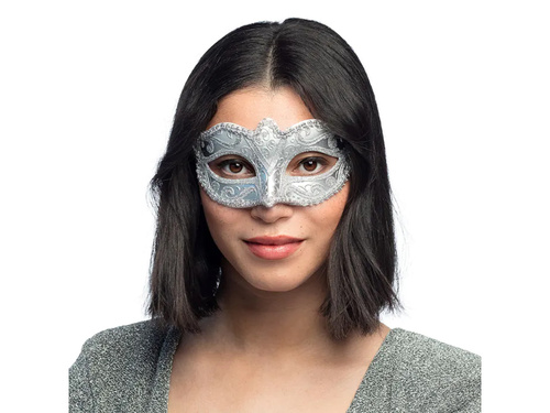 Maska karnawałowa srebrna - 1 szt.